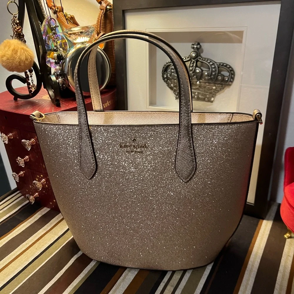 Kate Spade Glitter Tote Bag - Rose Gold